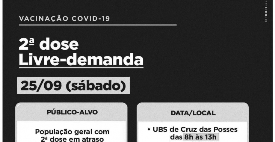 COVID-19: Prefeitura faz ação de vacinação em Cruz das Posses para quem está com a segunda dose de qualquer imunizante atrasada  