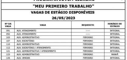 Emprego - Confira as vagas desta sexta-feira (26) para o programa “meu primeiro trabalho”