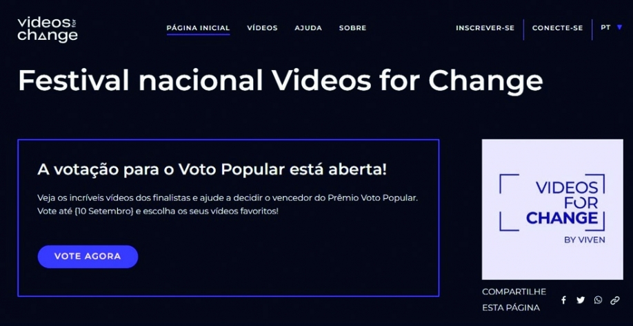 Votação do festival nacional Videos For Change, que destaca vídeos sobre causas sociais feitos por jovens, acontece até 10 de setembro