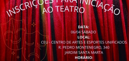 Curso gratuito de teatro para iniciantes tem inscrições neste sábado