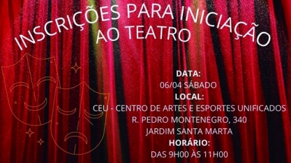 Curso gratuito de teatro para iniciantes tem inscrições neste sábado