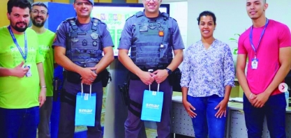 policiais militares do 43°BPM/I realizaram palestra na Semana Interna de Prevenção de Acidentes do Trabalho (SIPAT) na empresa Nova Smar, em Sertãozinho-SP
