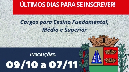 Restam apenas três dias para o fim das inscrições para concurso da prefeitura