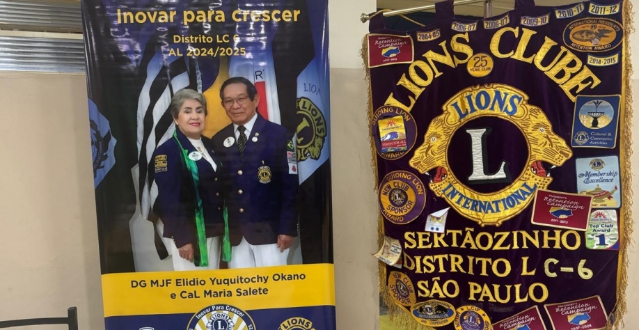Lions Clube de Sertãozinho vive dia festivo com a visita oficial do casal governador do Distrito LC6 do ano al 2024/2025.