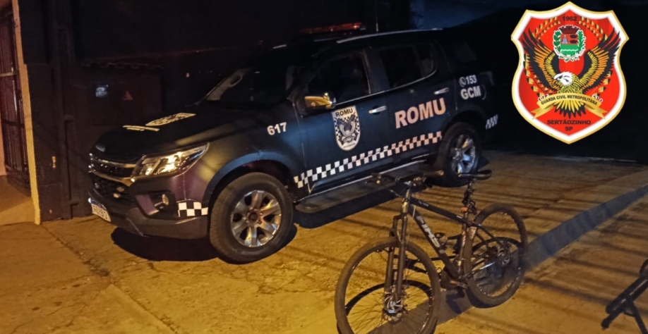 ROMU Sertãozinho prende homem em flagrante por furto de bicicleta e recupera veículo